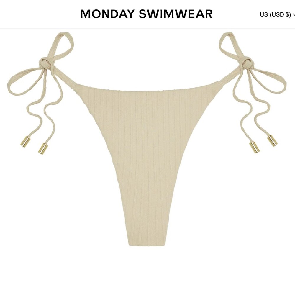 NWT Monday Swimwear Palma Thong — Petite (P) ✨ Vanilla Matte Rib